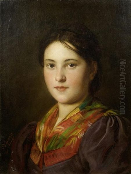 Bildnis Einer Jungen Frau Oil Painting by Franz Von Defregger