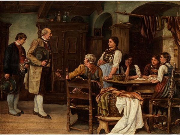 Die Brautwerbung Oil Painting by Franz Von Defregger