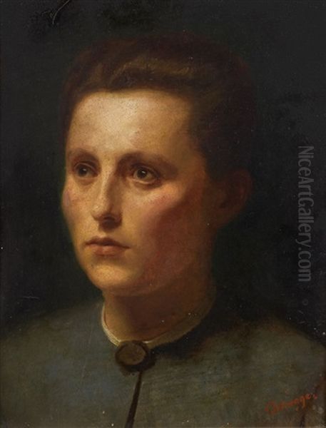 Portrait De Femme Oil Painting by Franz Von Defregger