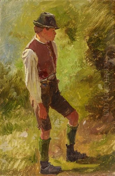 Shepherd Boy Oil Painting by Franz Von Defregger