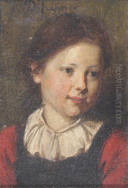 Portrait Of A Young Girl, Head And Shoulders Oil Painting by Franz Von Defregger