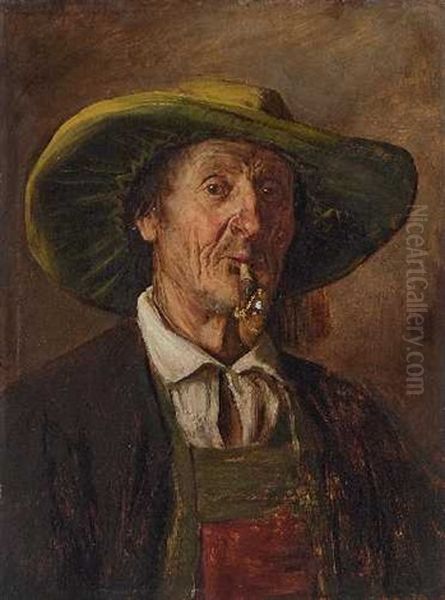 Bauer Mit Grosem Hut Oil Painting by Franz Von Defregger