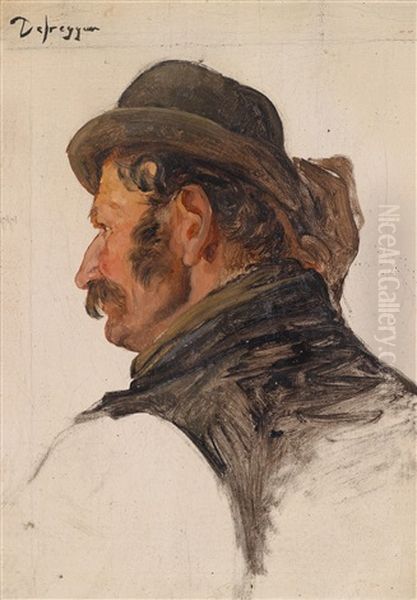 Mannerkopf Im Profil (study) Oil Painting by Franz Von Defregger