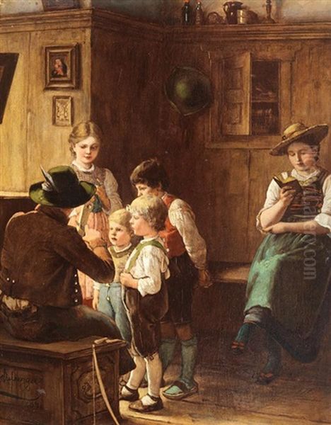 Sonntagsruhe Oil Painting by Franz Von Defregger