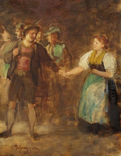 Abschied (sketch) Oil Painting by Franz Von Defregger