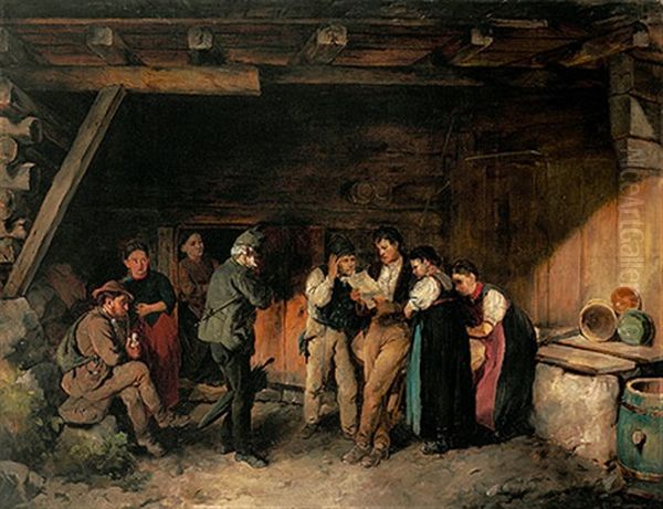 Der Stellungsbefehl Oil Painting by Franz Von Defregger