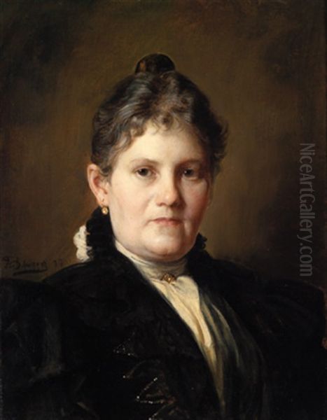 Bildnis Frau Von Hauberrisser, Geb. Hauberrisser Oil Painting by Franz Von Defregger