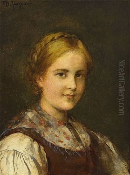 Portrait Eines Tiroler Dirndls Oil Painting by Franz Von Defregger