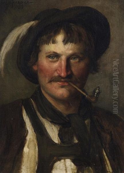 Bauer Mit Pfeife Oil Painting by Franz Von Defregger