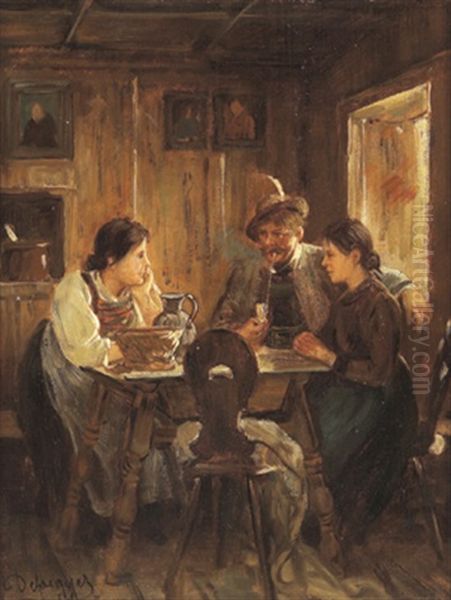 In Der Bauernstube Oil Painting by Franz Von Defregger