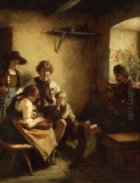 Familienidyll Oil Painting by Franz Von Defregger