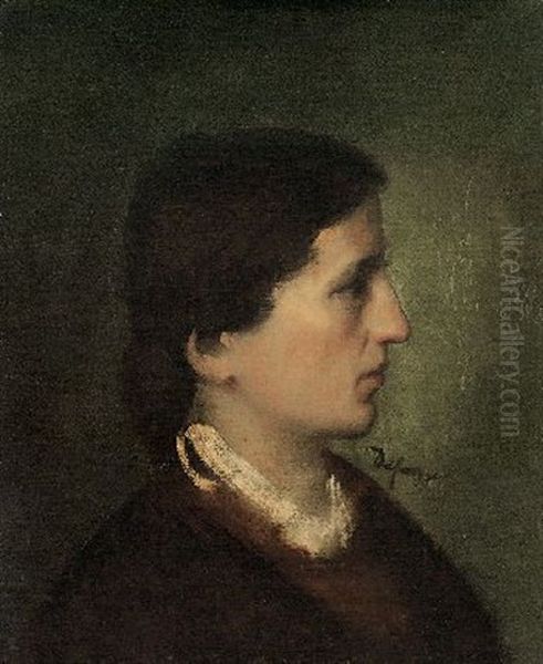 Frauenportrat Im Profil Nach Rechts Oil Painting by Franz Von Defregger