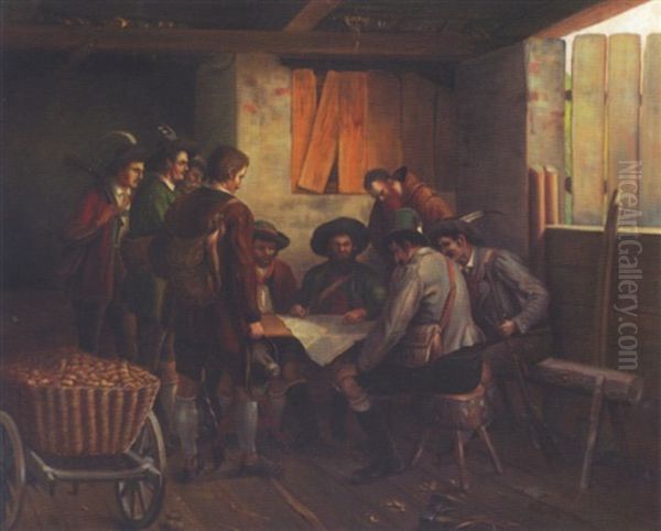 Andreas Hofer Und Sein Kriegsrat Oil Painting by Franz Von Defregger