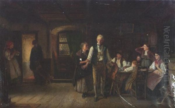 Eine Beunruhigende Nachricht Oil Painting by Franz Von Defregger