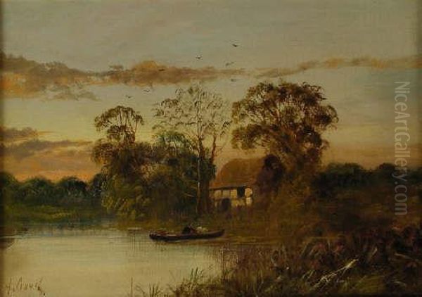 Fisherman On Ariver Oil Painting by Thomas Gouch Appleton