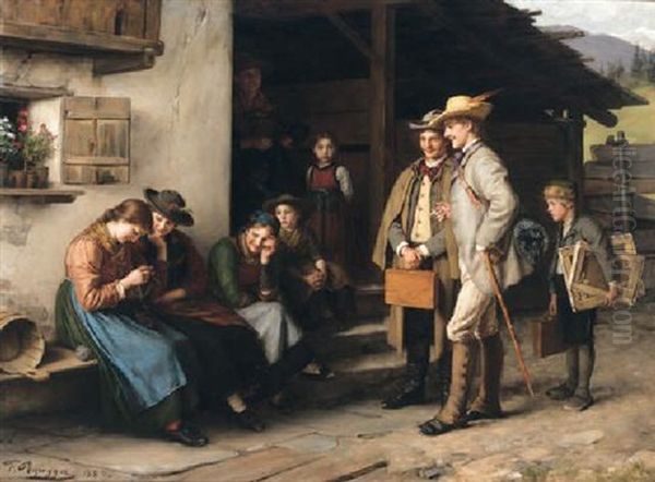 Die Erste Studienreise Oil Painting by Franz Von Defregger