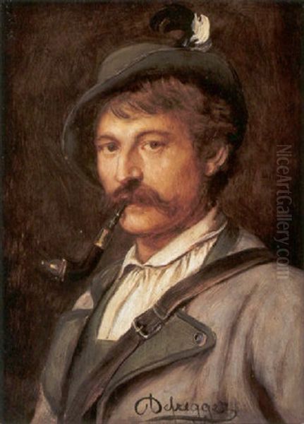 Jungbauer, Portrait Oil Painting by Franz Von Defregger