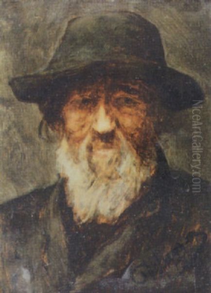 Alter Mann Mit Hut Oil Painting by Franz Von Defregger