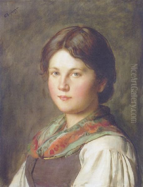 Junges Tiroler Madchen Oil Painting by Franz Von Defregger