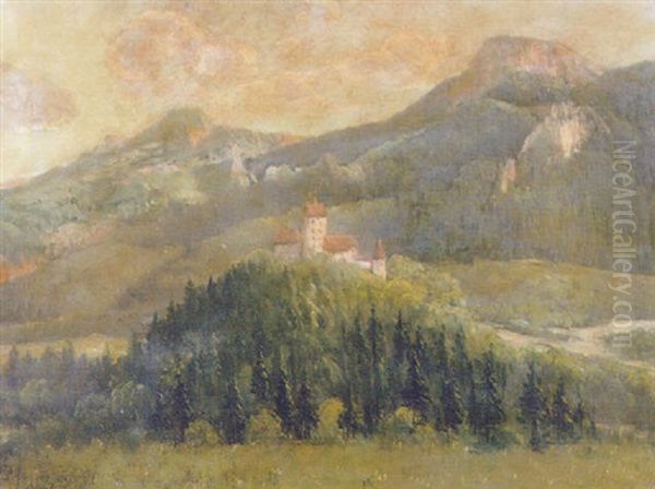 Schlos Runkelstein (sudtirol) Oil Painting by Franz Von Defregger