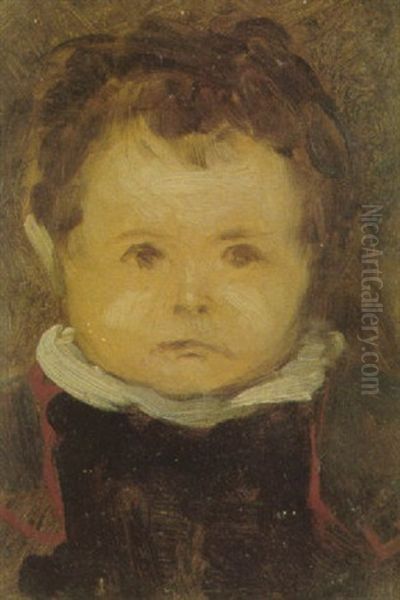 Portrait Of Young Boy Oil Painting by Franz Von Defregger