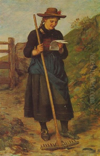 Der Liebesbrief Oil Painting by Franz Von Defregger