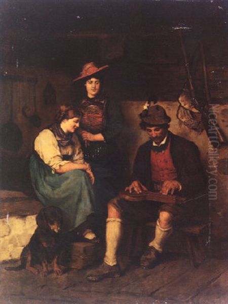 Zitherspiel Oil Painting by Franz Von Defregger