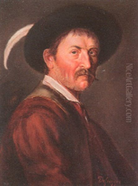 Bauer Mit Hut Oil Painting by Franz Von Defregger