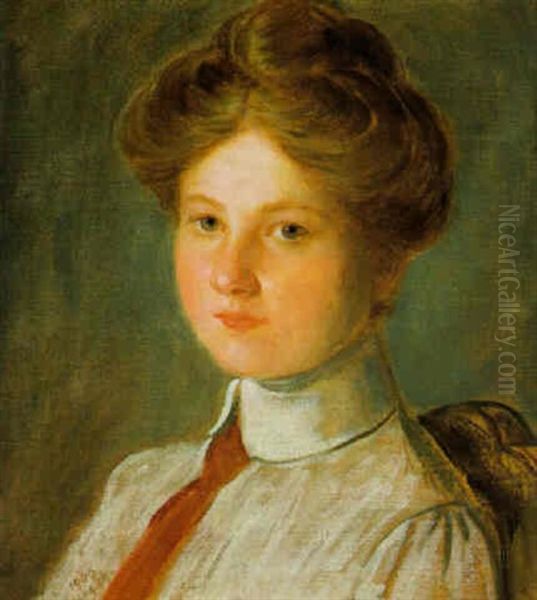 Damenportrait Oil Painting by Franz Von Defregger