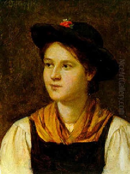 Das Dirndl Vom Lande Oil Painting by Franz Von Defregger