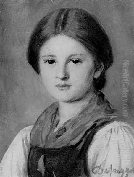 Portrait Eines Jungen Maedchens Oil Painting by Franz Von Defregger