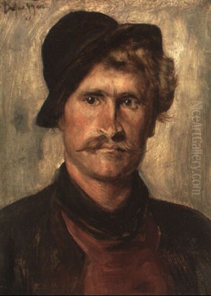 Junger Mann Mit Trachtenhut Oil Painting by Franz Von Defregger