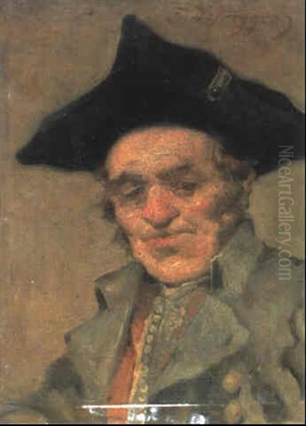 Portrat Eines Herrn Mit Dreispitz Oil Painting by Franz Von Defregger