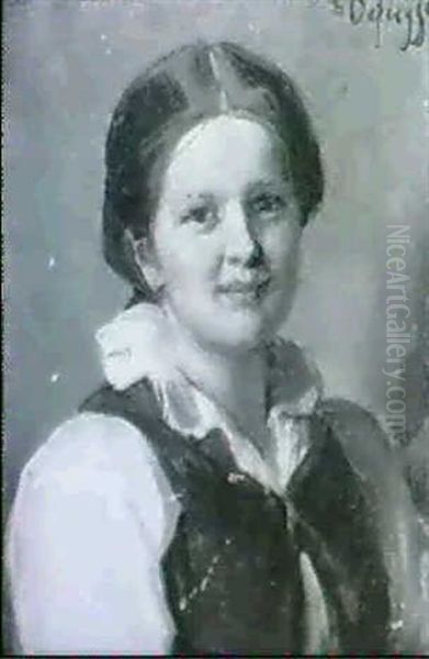 Lachelndes Dirndl Oil Painting by Franz Von Defregger