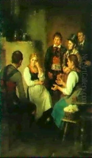 Brautwerbung Oil Painting by Franz Von Defregger