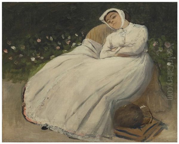 Femme Assise Dans Un Jardin Oil Painting by Edgar Degas