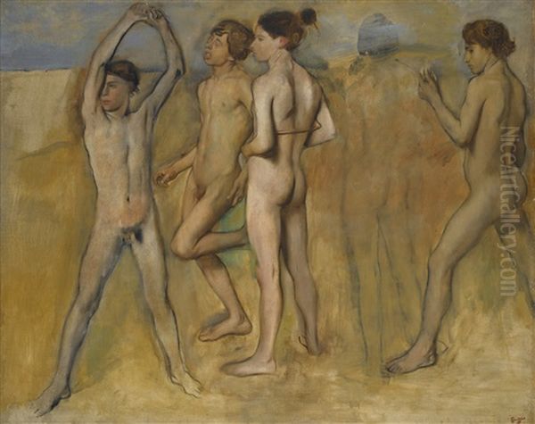 Petites Filles Spartiates Provoquant Des Garcons Oil Painting by Edgar Degas