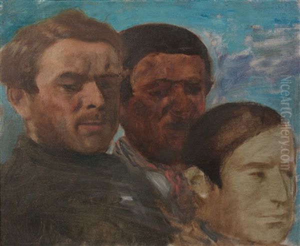 Trois Tetes Oil Painting by Edgar Degas