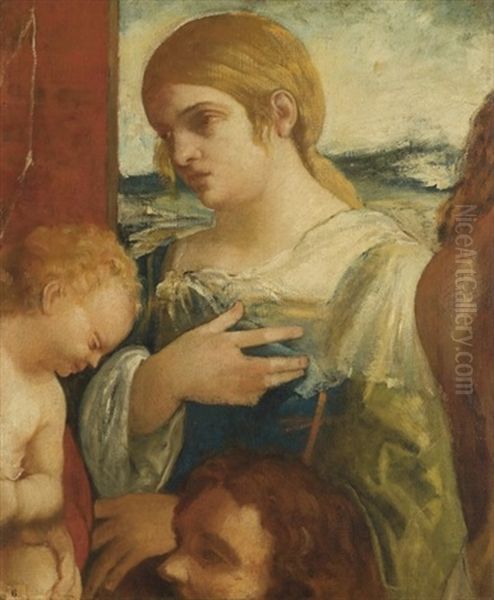 La Sainte Famille (copy After Sebastiano Del Piombo) Oil Painting by Edgar Degas