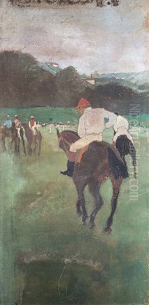 Chevaux Au Depart Oil Painting by Edgar Degas