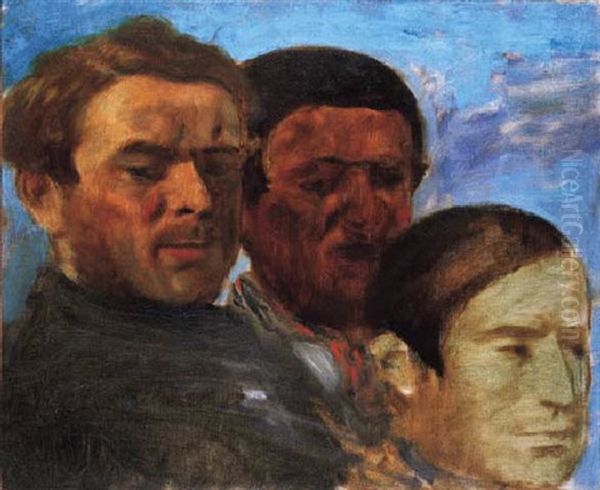 Trois Tetes Oil Painting by Edgar Degas