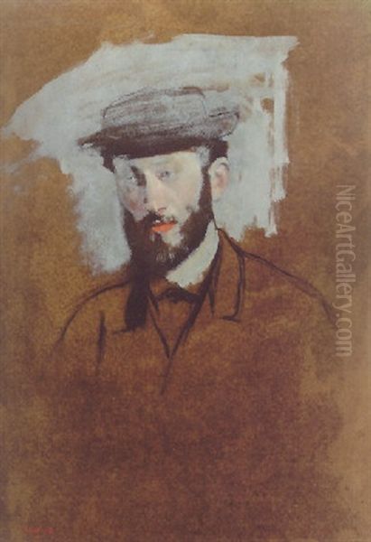 Portrait D'eugene Manet Oil Painting by Edgar Degas