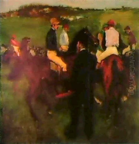 Les Chevaux De Courses (sortie Du Pesage) Oil Painting by Edgar Degas