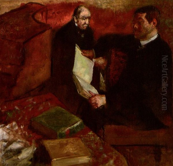 Pagans Et Le Pere De Degas Oil Painting by Edgar Degas