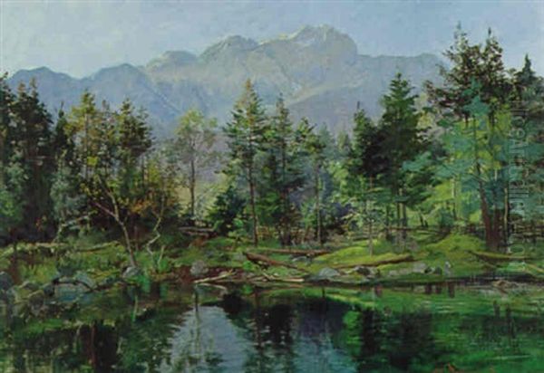 Partie Am Rissersee Bei Garmisch Oil Painting by Hugo Degenhard