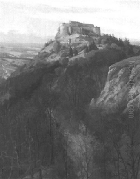 Berg Mit Burgruine Oil Painting by Hugo Degenhard