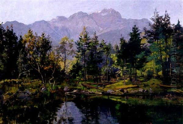 Partie Am Riessersee Bei Garmisch Oil Painting by Hugo Degenhard