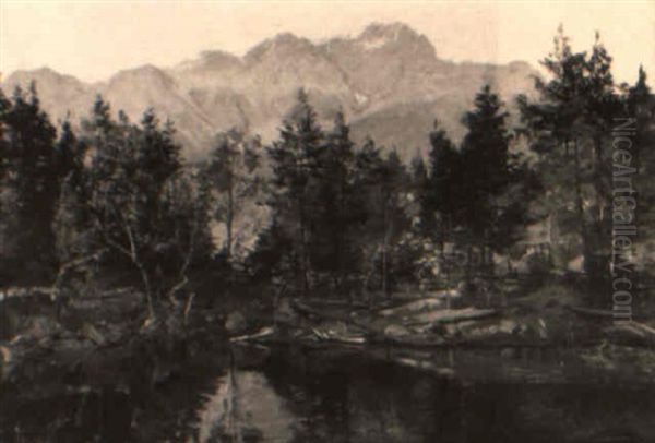 Am Riesersee Bei Garmisch-partenkirchen Oil Painting by Hugo Degenhard