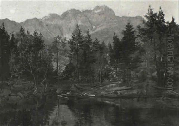 Am Riesersee Bei Garmisch-partenkirchen Oil Painting by Hugo Degenhard