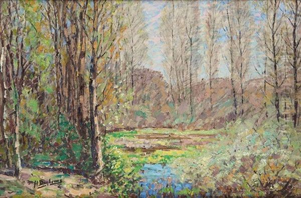 La Mare Aux Bouleaux Oil Painting by Henri Deglume